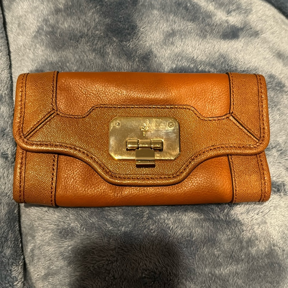 Cole Haan British tan leather clutch purse